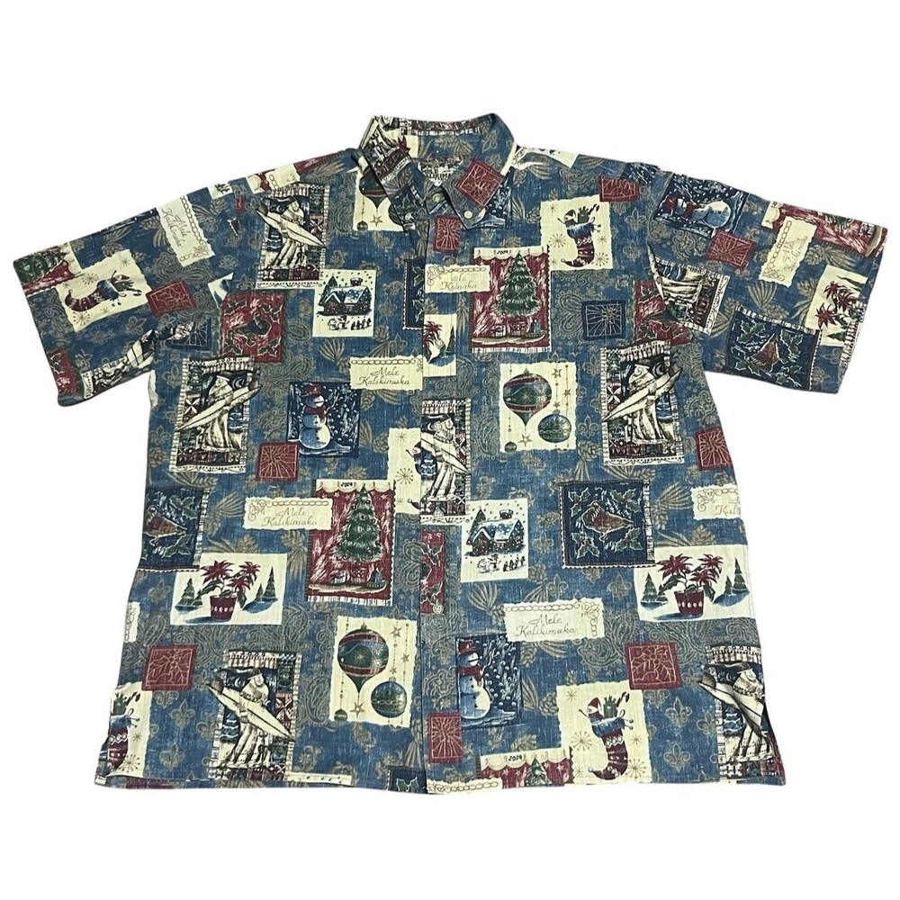Reyn Spooner Mele Kalikimaka Shirt Men’s XL Christmas 2009 Holidays Santa Claus